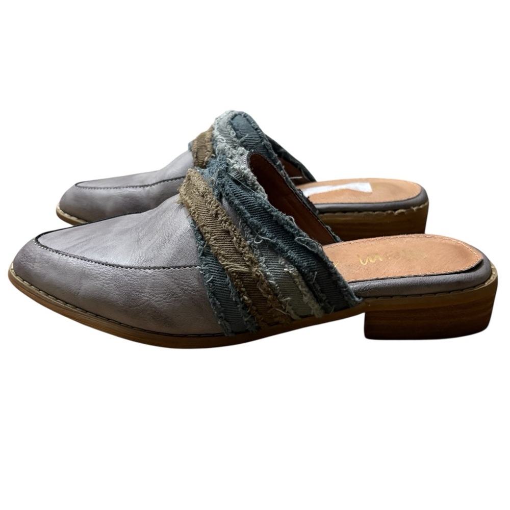 MI.IM Tillie Fabric Wrapped Leather Mules in Blue/Gray Size 7.5 — SO BEAUTIFUL! - Picture 6 of 9